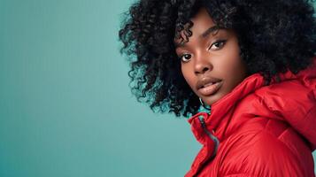 Young Girl in Red Puffy Coat photo