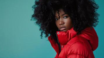 Young Girl in Red Puffy Coat photo