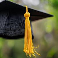 Graduation Cap With Tassel Hanging photo