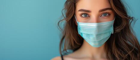 Woman Wearing Face Mask Protecting Against Corona photo