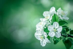 racimo de blanco flores con verde hojas foto