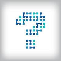 Network connection question mark logo. Creative communication blue tone graphics. Media, digital and technology company. vector