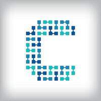 Network connection letter C logo. Creative communication blue tone graphics. Media, digital and technology company. vector