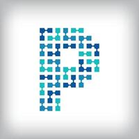 Network connection letter P logo. Creative communication blue tone graphics. Media, digital and technology company. vector