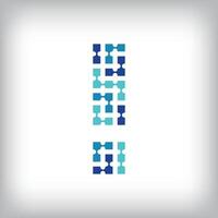 Network connection exclamation mark logo. Creative communication blue tone graphics. Media, digital and technology company. vector
