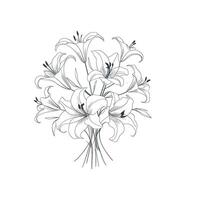 a bouquet of lilies is shown in a black and white drawing vector