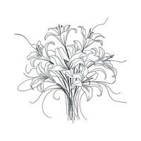 a drawing of a bouquet of lilies vector