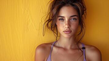 Close Up of a Person Wearing a Bra photo