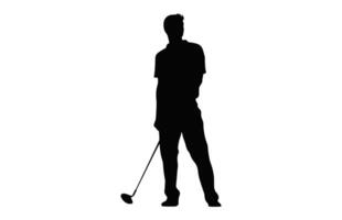 Golf Player Silhouette black Clipart isolated on a white background vector