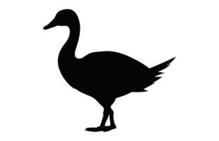 Goose Silhouette black Clipart, Goose Walking Silhouette vector
