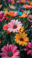 Colorful Flowers Bloom in Grass photo