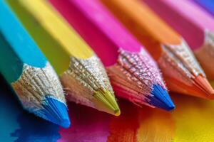 Group of Colored Pencils Arranged Neatly photo