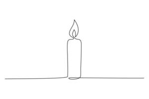 Continuous line drawing of Candle icon on white background. vector