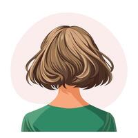 joven mujer peinado, espalda vista. De las mujeres Corte de pelo. belleza y moda. ilustración, póster, clipart vector