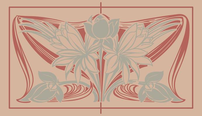 Hand drawn art nouveau floral frame background flat design