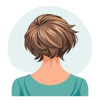 joven mujer peinado, espalda vista. De las mujeres Corte de pelo. belleza y moda. ilustración, póster, clipart vector