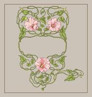 mano dibujar Clásico estilo Arte Nouveau botánico enroscarse floral decorativo frontera vector