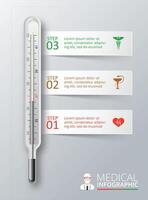 Thermometer for infographics. Template for diagram, graph, presentation and chart. Medical healthcare concept with 3 options, parts, steps or processes. vector