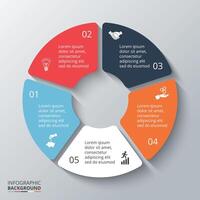 Circle element for infographic. Template for cycling diagram, graph, presentation and round chart. Business concept with 5 options, parts, steps or processes. Abstract background. vector