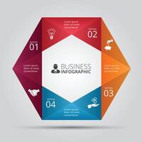 Hexagon element for infographic. Template for cycling diagram, graph, presentation and round chart. Business concept with 4 options, parts, steps or processes. vector