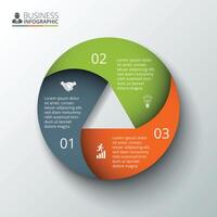 circulo elemento para infografía. modelo para ciclo diagrama, grafico, presentación y redondo cuadro. negocio concepto con 3 opciones, partes, pasos o procesos. vector