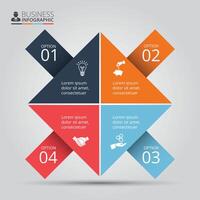 flechas para infografía. modelo para ciclo diagrama, grafico, presentación y cuadro. negocio concepto con 4 4 opciones, partes, pasos o procesos. vector