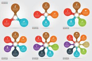 circulo elemento para infografía. modelo para ciclismo diagrama, grafico, presentación y redondo cuadro. negocio concepto con 3, 4, 5, 6, 7, 8 opciones, partes, pasos o procesos. vector