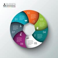 Circle element for infographic. Template for cycle diagram, graph, presentation and round chart. Business concept with 7 options, parts, steps or processes. vector