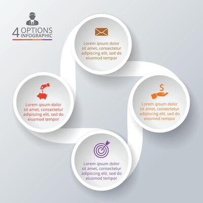 Circle element for infographic. Template for cycle diagram, graph, presentation and round chart. Business concept with 4 options, parts, steps or processes.