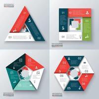 Triangle, square, pentagon and hexagon for infographic. Template for cycle diagram, graph, presentation and round chart. Business concept with 3, 4, 5, 6 options, parts, steps or processes. vector