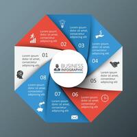 octágono infografía. modelo para ciclo diagrama, grafico, presentación y redondo cuadro. negocio concepto con 8 opciones, partes, pasos o procesos. datos visualización. vector