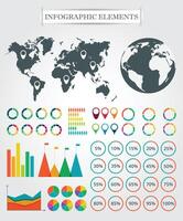 Map, markers, arrows, pie and other elements for infographic. Template for diagram, graph, presentation and chart. vector