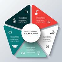 Pentagon infographic. Template for cycling diagram, graph, presentation. Business concept with 5 options, parts, steps or processes. vector