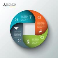 circulo elemento para infografía. modelo para ciclo diagrama, grafico, presentación y redondo cuadro. negocio concepto con 4 4 opciones, partes, pasos o procesos. vector