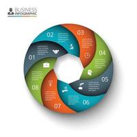 Circle element for infographic. Template for cycle diagram, graph, presentation and round chart. Business concept with 8 options, parts, steps or processes. vector