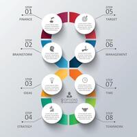 Figure 8 for infographics. Template for diagram, graph, presentation and chart. Business concept with 8 options, parts, steps or processes. Data visualization. vector