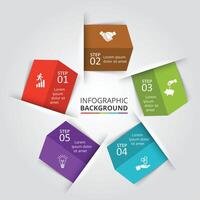 flechas elemento para infografía. modelo para ciclo diagrama, grafico, presentación. negocio concepto con 5 5 opciones, partes, pasos o procesos. vector