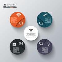 Circles elements for infographic. Template for cycle diagram, graph, presentation and round chart. Business concept with 4 options, parts, steps or processes. vector