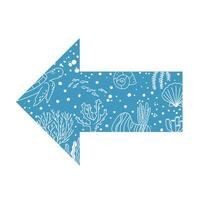 arrow direction to the left symbol with turtle and seaweed image vector