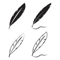 quill feather pen signature logo vector