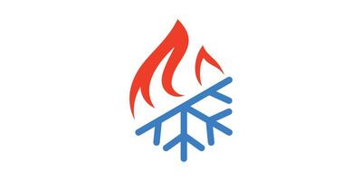 logo design of fire and snowflakes, cooling, heating. logo design template, icon, , symbol, creative, idea. vector