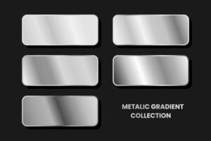 Collection of silver, chrome metallic gradient. vector