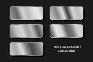 Collection of silver, chrome metallic gradient. vector