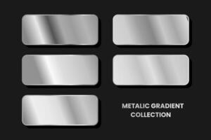 Collection of silver, chrome metallic gradient. vector