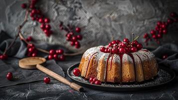 product photography of a delicious-looking apple cake with honey glaze photo