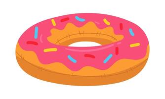 A donut-shaped swimming circle, a large floating inflatable pastry with icing. This colorful inflatable pillow float is perfect for a summer themed pool party. Isolated illustration vector