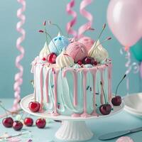 birthday cake with colorful frosting photo