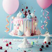 birthday cake with colorful frosting photo