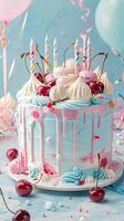 birthday cake with colorful frosting photo