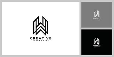 Letter w line logo design. Linear creative minimal monochrome monogram symbol vector